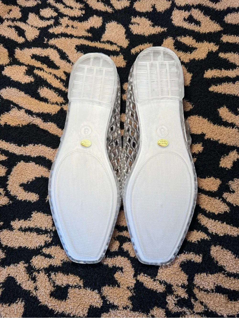 Clear Jelly Mary Jane Flats in Transparent Silver - Women's